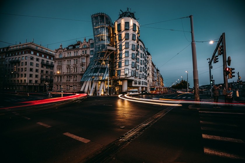 Dancing House at night