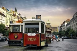 Old tram café on Wenceslas Square